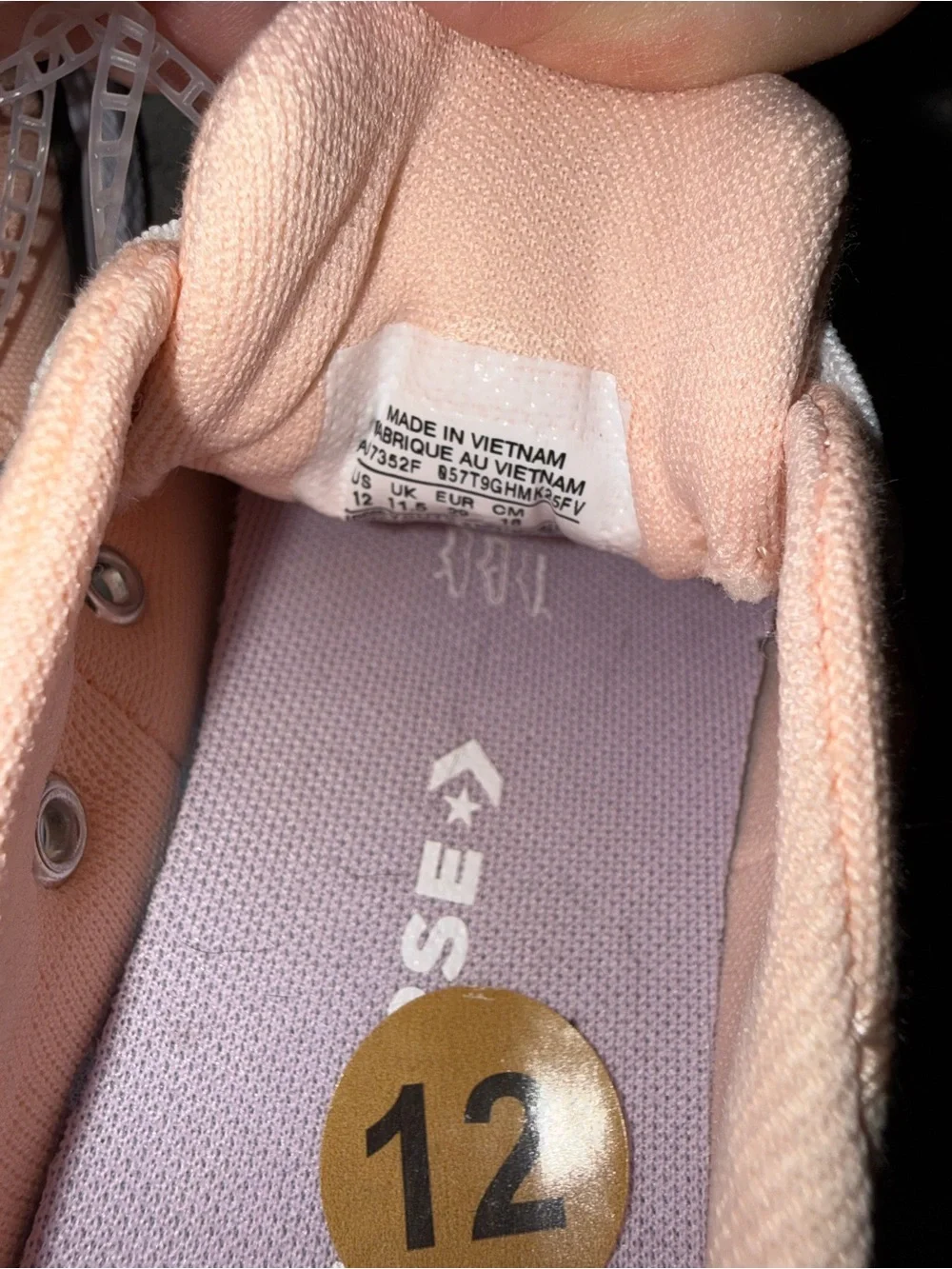 Converse Low Top Sneakers in Peach and Lavender Insole
